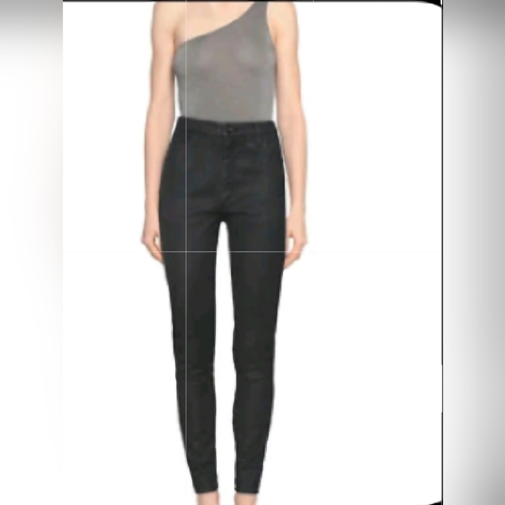 NOSTRASANTISSIMA Women's Black High-Waisted Black Coated Pants Size 42 S - M